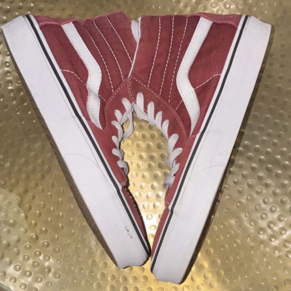 Vans Sk8-Hi Red White Canvas High Top Lace Up Men's Casual Sneakers size 8